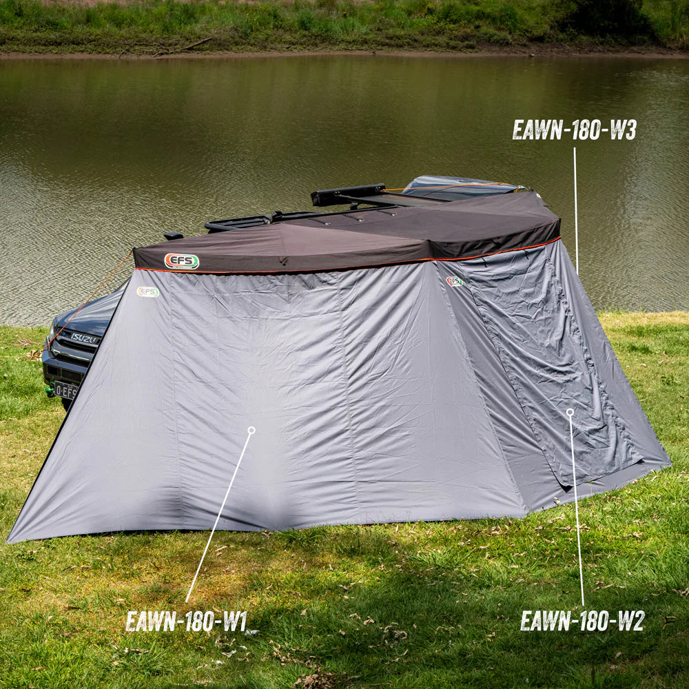 180 Degree 4WD Awning - End Wall w R/H Zip