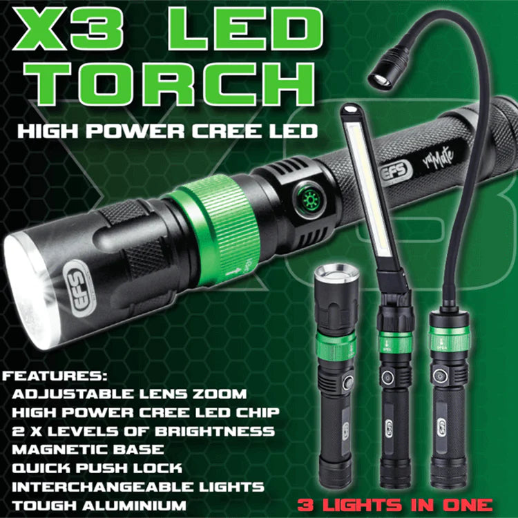 Ya'mate X3 LED Torch w Interchangeable Heads