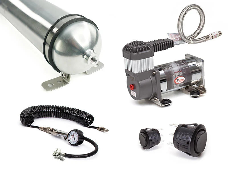 Airbag Man Dual Rocker AIr Control Kit with 1 Gallon Air Tank and HD Compressor