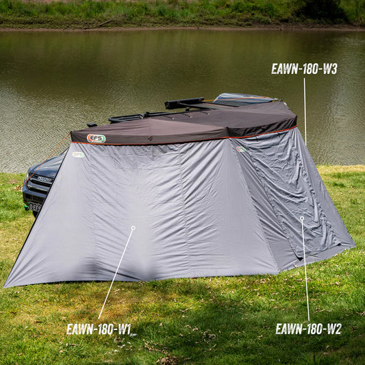 180 Degree 4WD Awning - End Wall w R/H Zip